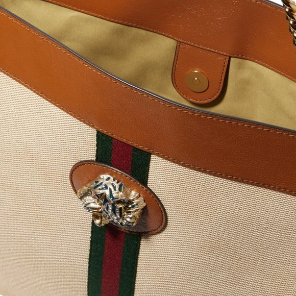 Gucci Rajah Large Canvas Tote Bag in Beige NEW WITH DUSTBAG - Picture 5 of 6